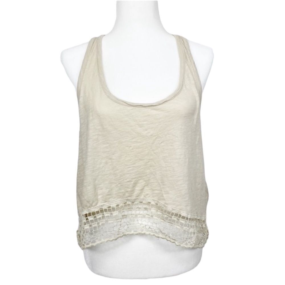 Urban Outfitters Ecote Sheer Back Crochet Tank Top Cream